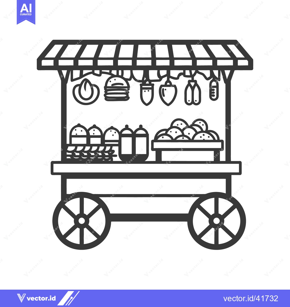 Premium Vector of A mobile food vendor cart sells various snacks and treats