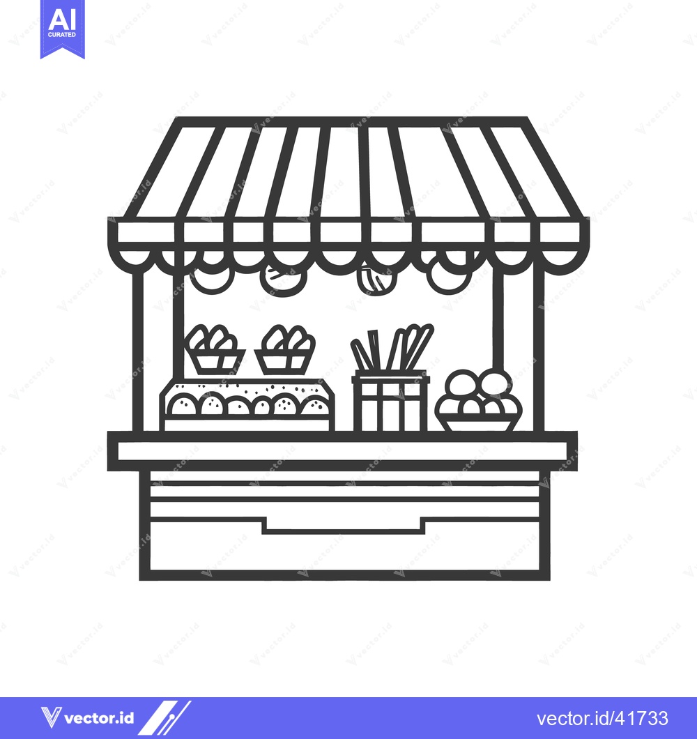 Premium Vector of A simple illustration of a street food stall with various food items