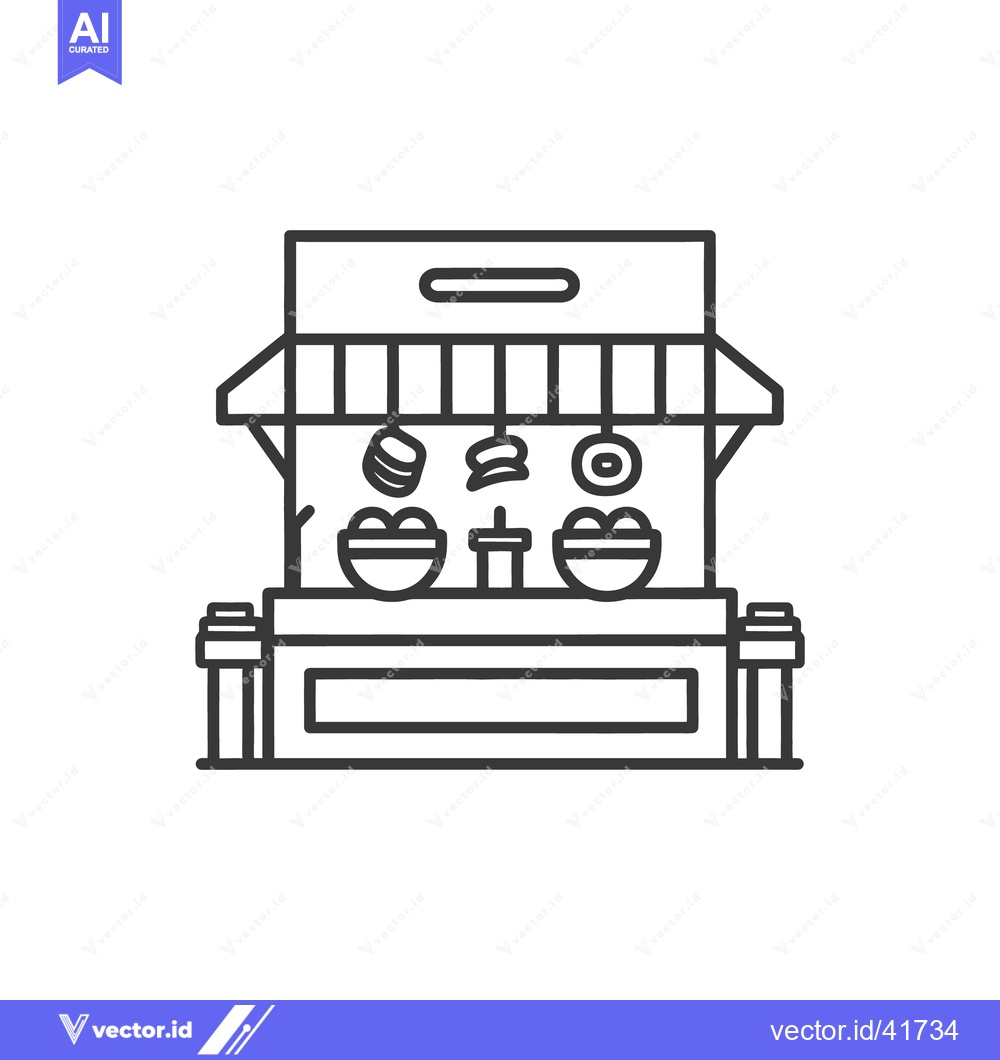 Premium Vector of A black and white illustration of a food stall