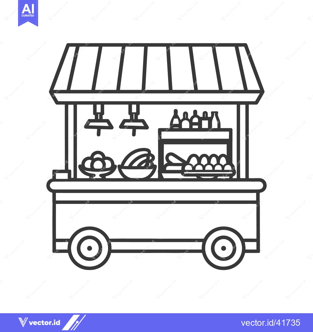 Premium Vector dari A simple illustration of a mobile food cart vendor