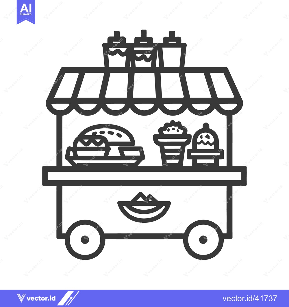 Premium Vector dari A street food cart illustration showcasing various snack options for p