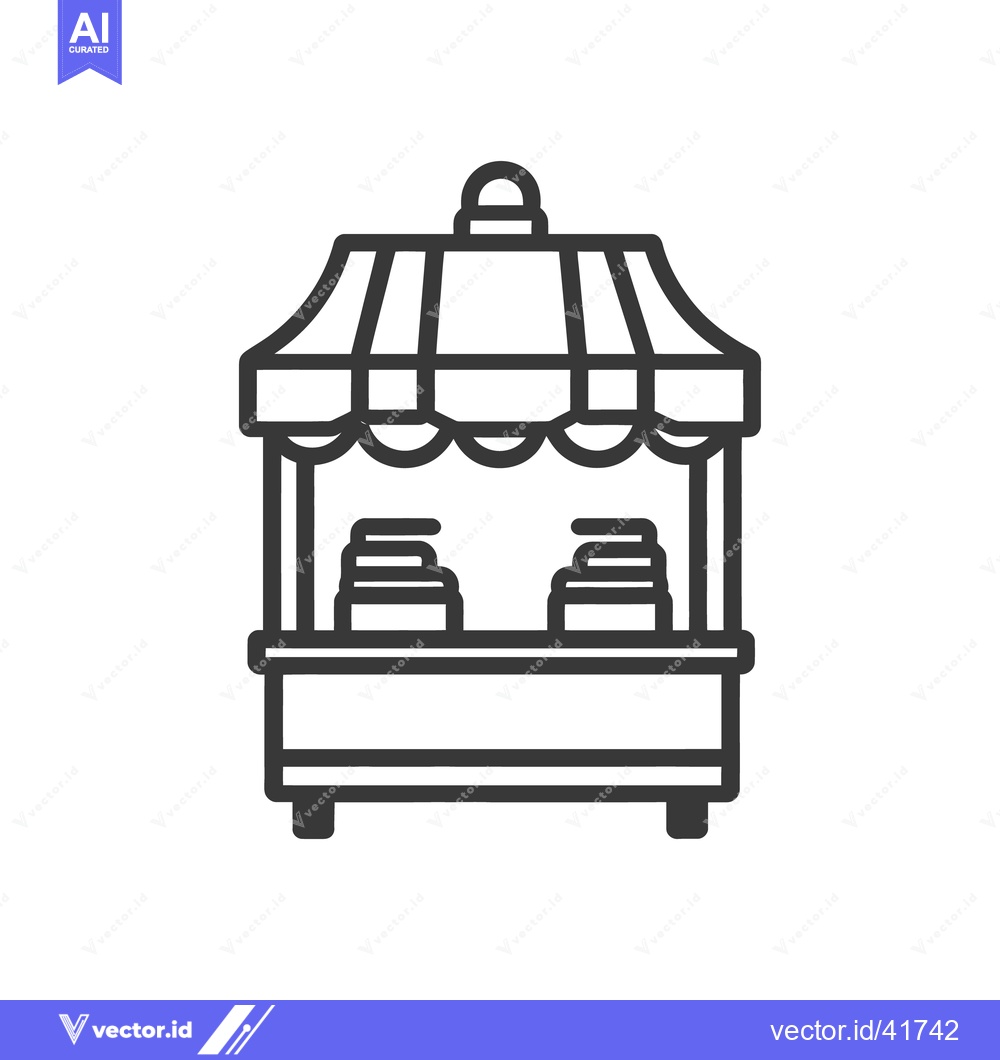 Premium Vector of Simple black and white illustration of a market stall or cart