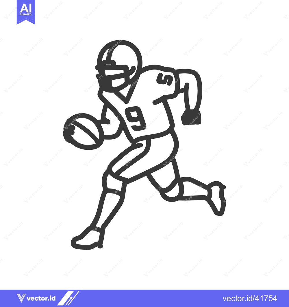 Premium Vector of A stylized outline of a football player in running motion