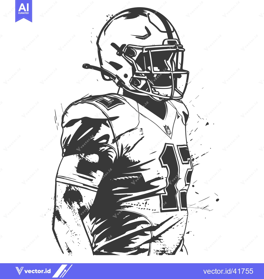 Premium Vector dari A vector art illustration of a football player in uniform