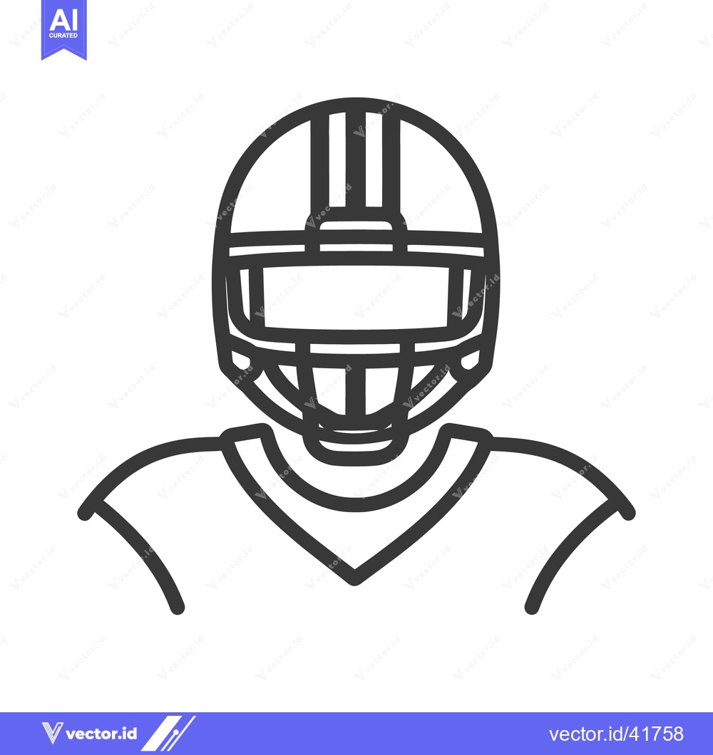 Premium Vector of An outline illustration showing a football player in full protective g