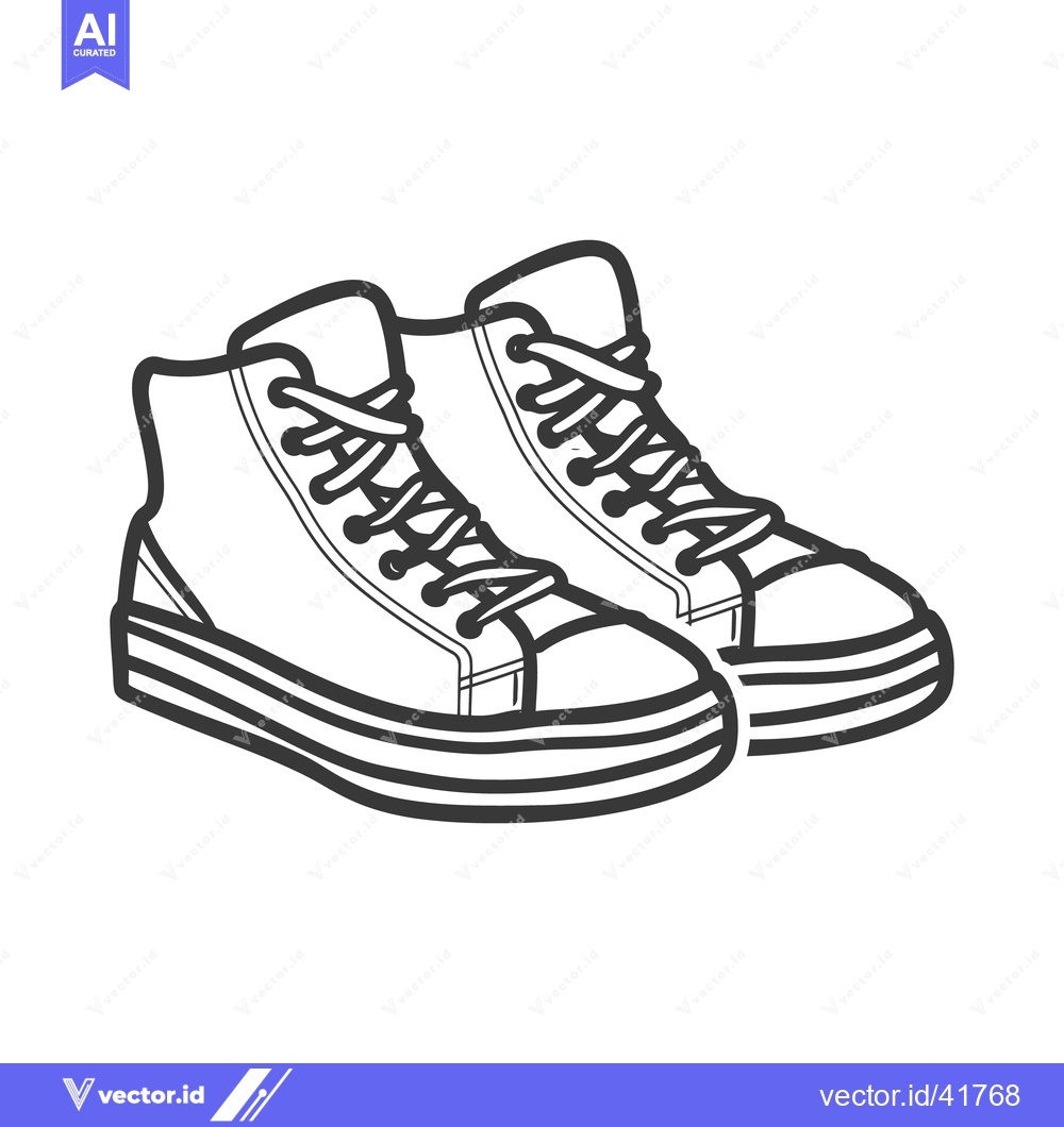 Premium Vector of A pair of high top canvas sneakers with white laces