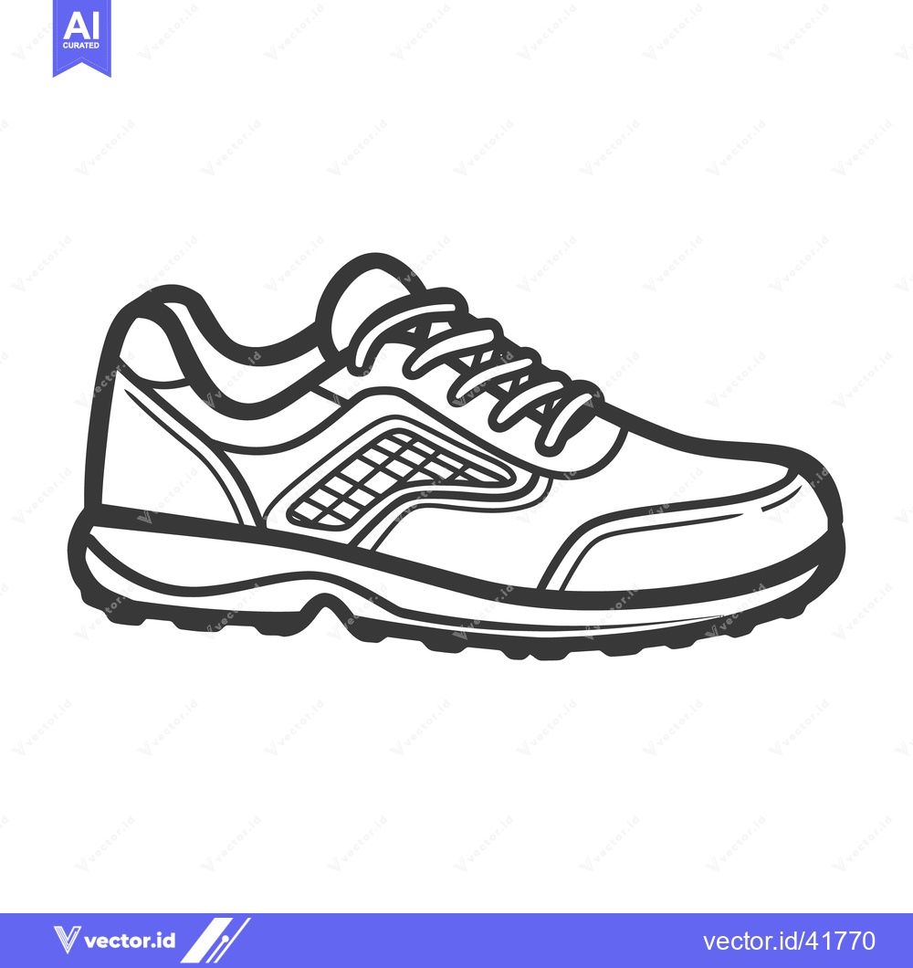 Premium Vector dari A single running shoe depicted in a simple black outline
