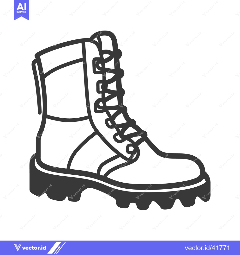Premium Vector dari An illustrated black and white boot for rugged outdoor use