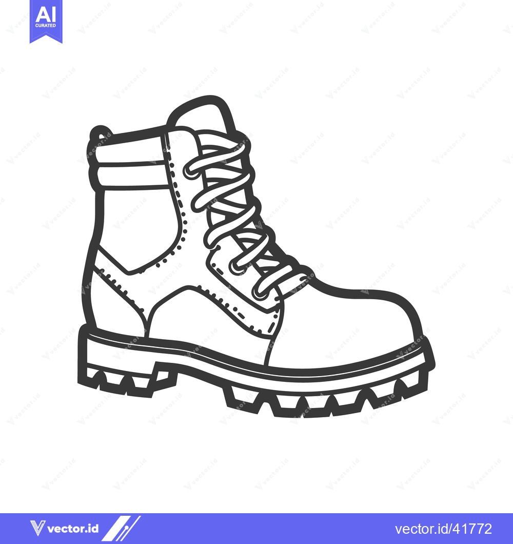 Premium Vector of A detailed black and white illustration of a hiking boot