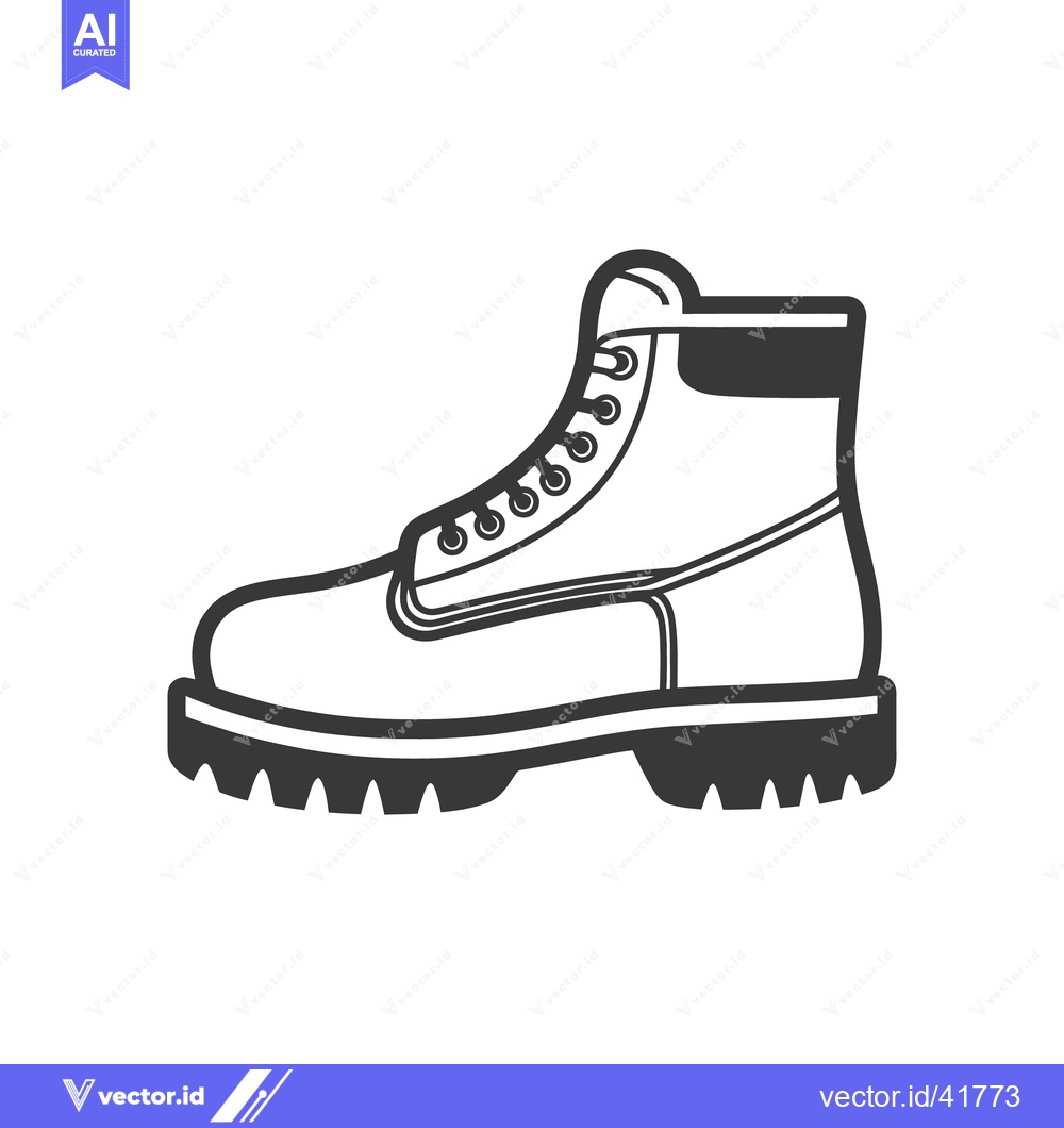 Premium Vector dari A simple black and white drawing of a sturdy work boot