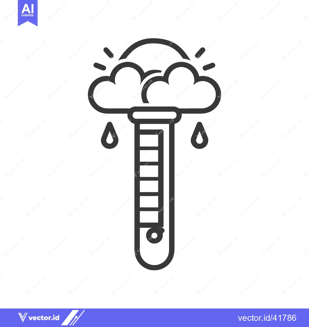 Premium Vector dari Cloudy weather symbol with thermometer showing temperature measurement