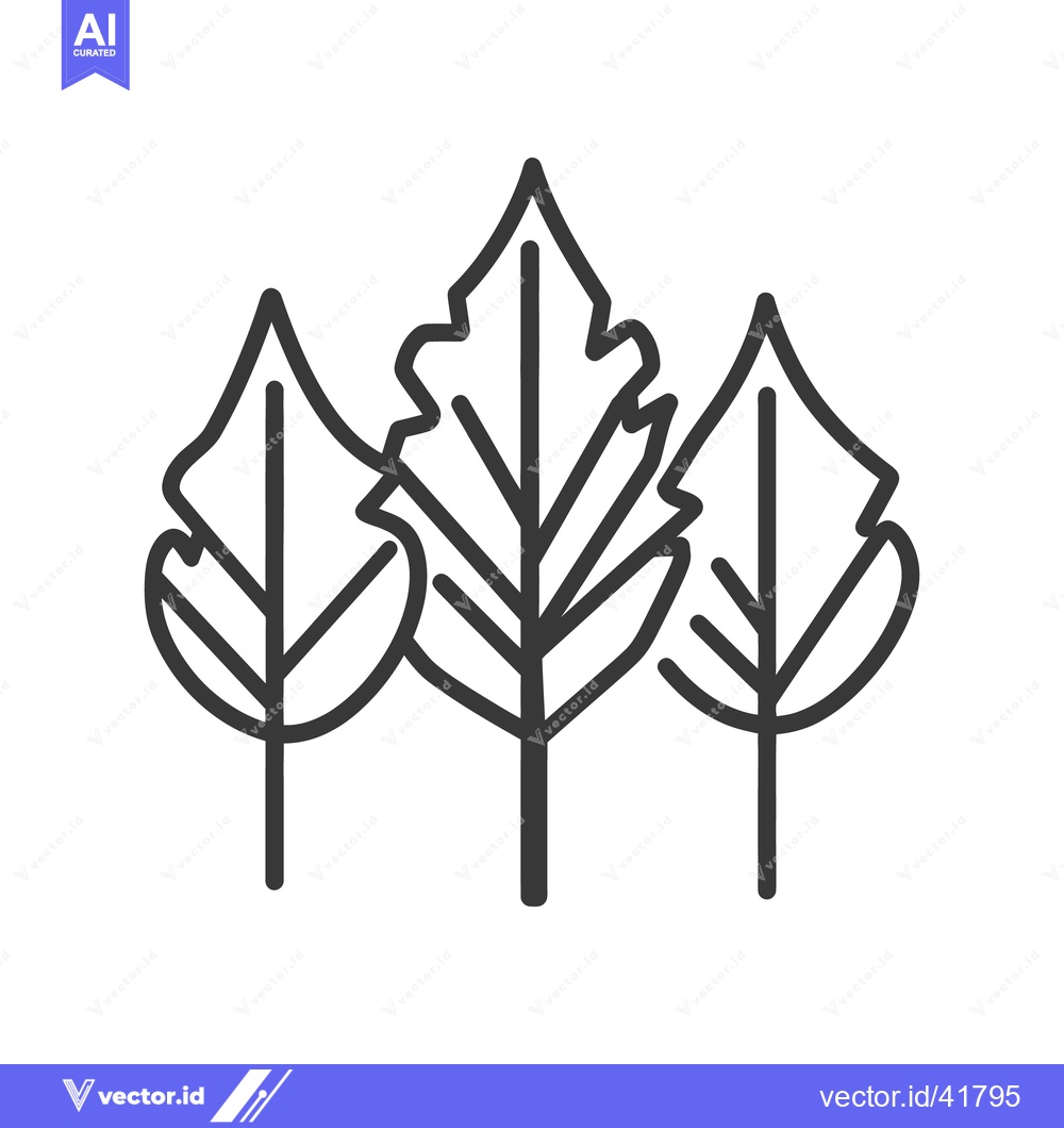 Premium Vector of Three simple monochrome stylized leaves with linear details appear