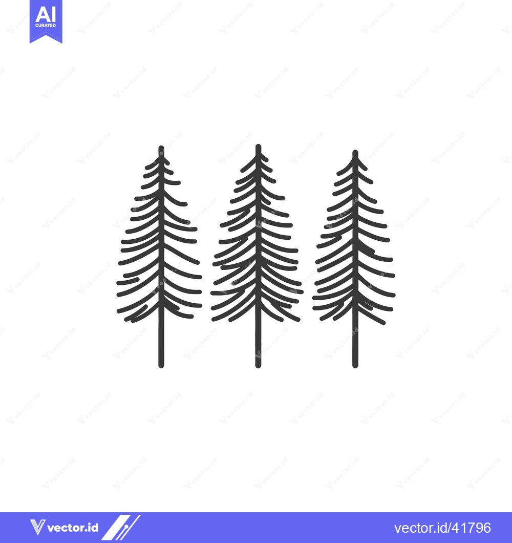 Premium Vector dari Three stylized pine trees are standing in a white space