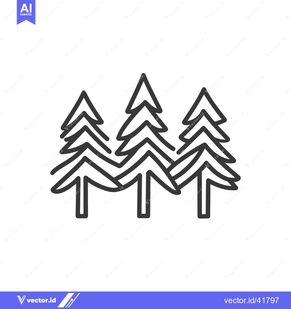 Premium Vector of Three stylized evergreen trees clustered together on a white backgroun