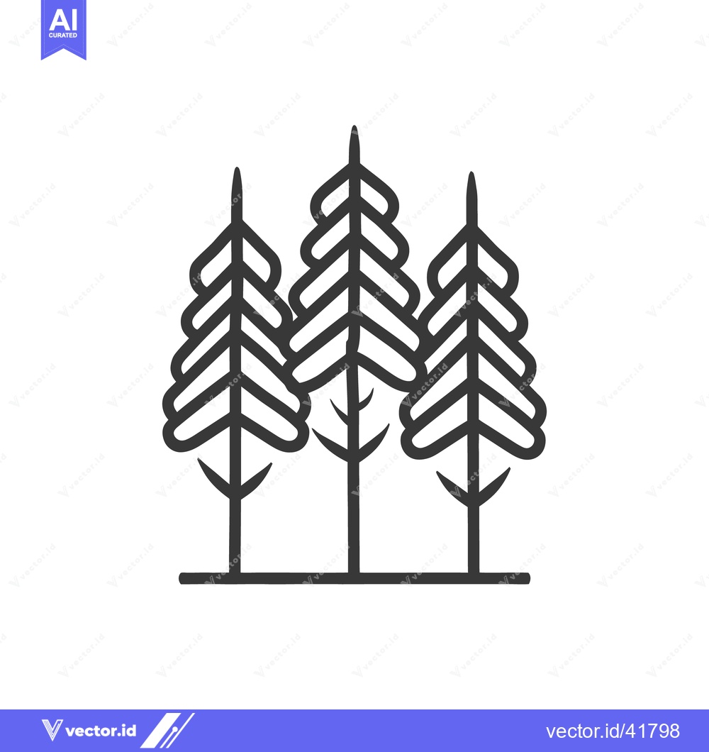 Premium Vector dari Three stylized evergreen trees are depicted in a simple linear drawing
