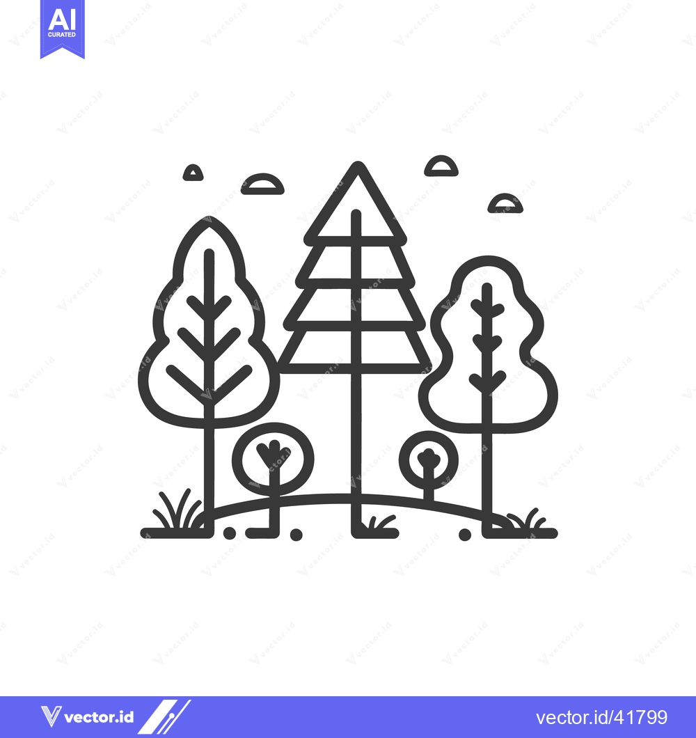 Premium Vector dari Simple stylized illustration depicts various trees and some foliage