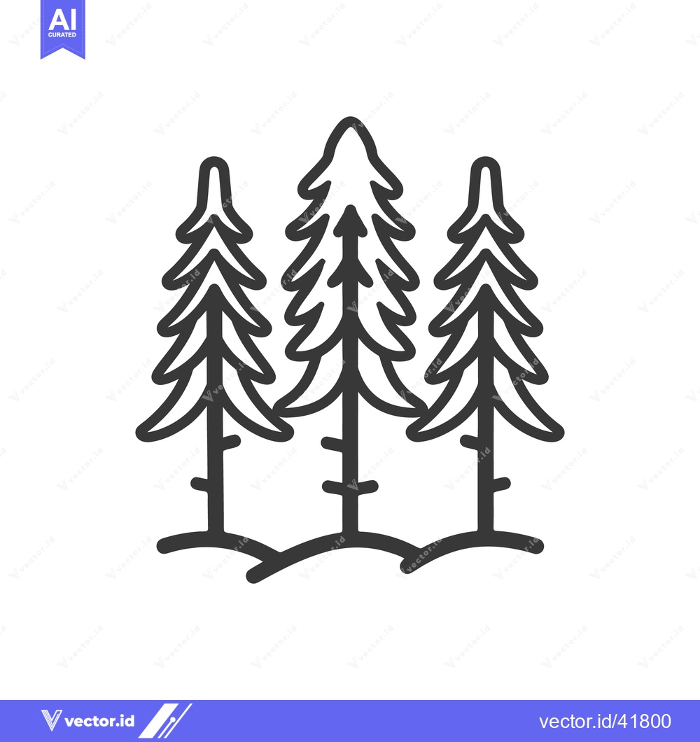 Premium Vector dari Three Evergreen Trees Are Shown Silhouetted on a White Background