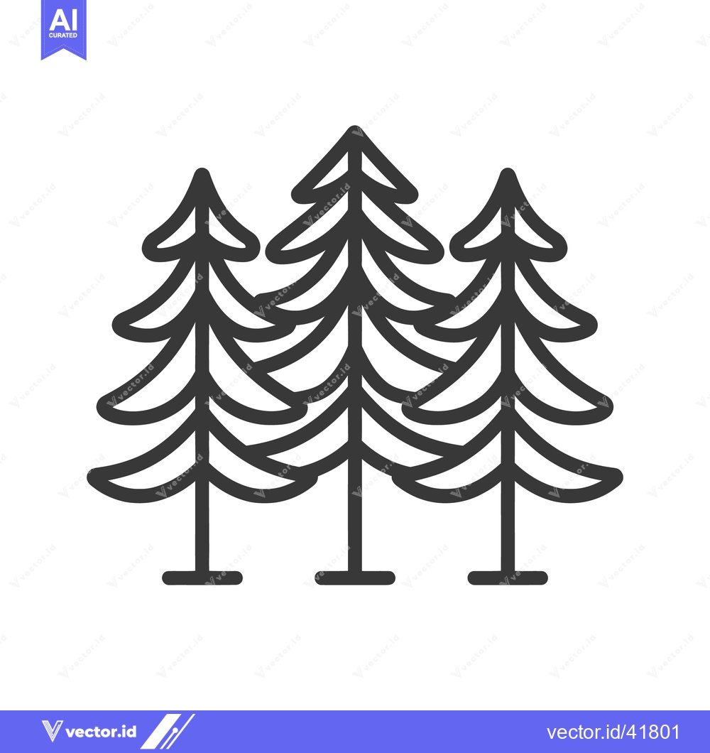 Premium Vector dari A simple illustration of three evergreen trees with outlines