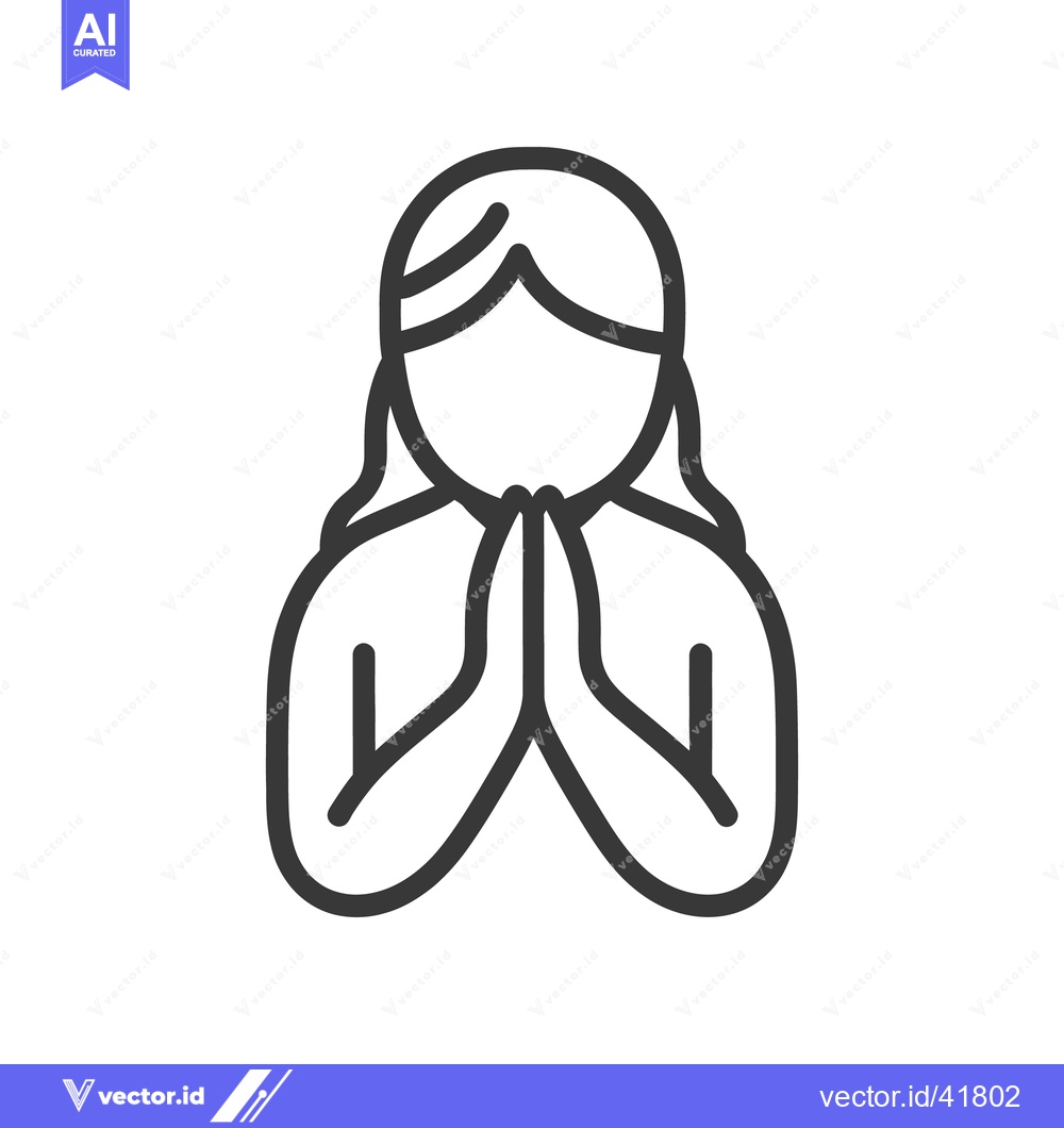Premium Vector dari A simple line illustration of a person in a praying gesture