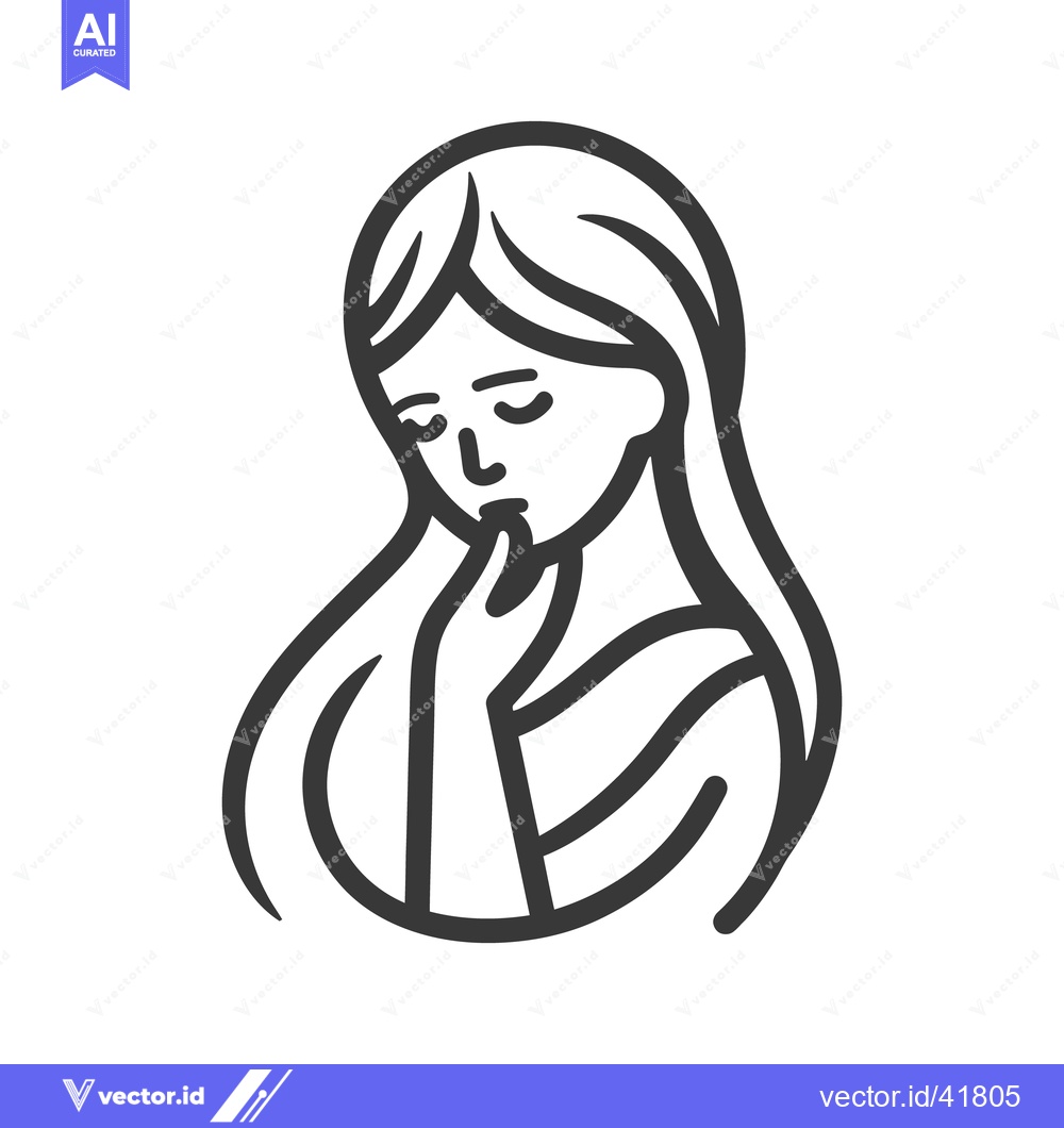 Premium Vector of A simple illustration of a woman in a contemplative pose