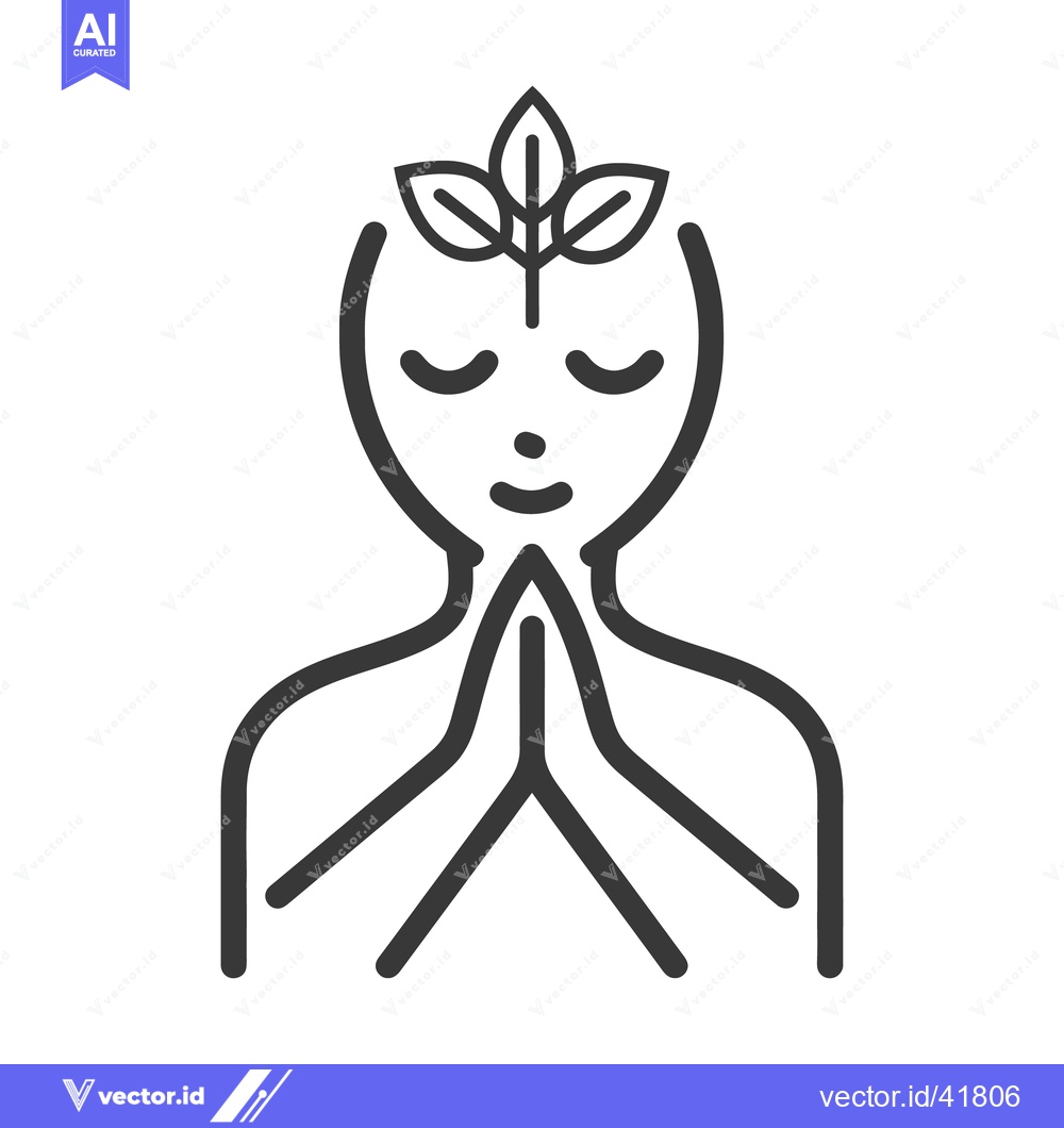 Premium Vector of An illustrated person meditating with leaves on their head
