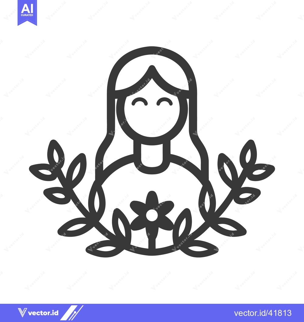Premium Vector dari An illustration of a smiling woman surrounded by floral elements