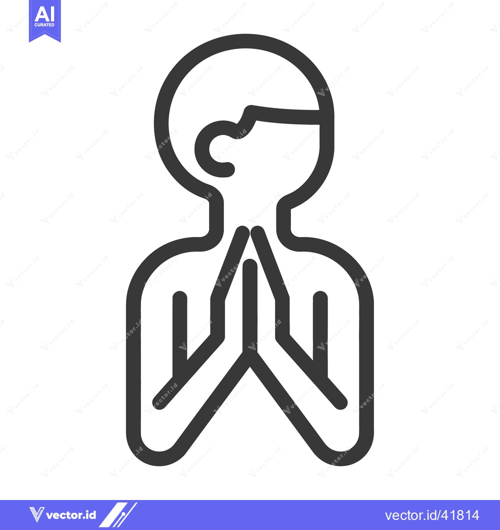 Premium Vector of Simple Line Drawing of a Human Figure with Hands Clasped Together