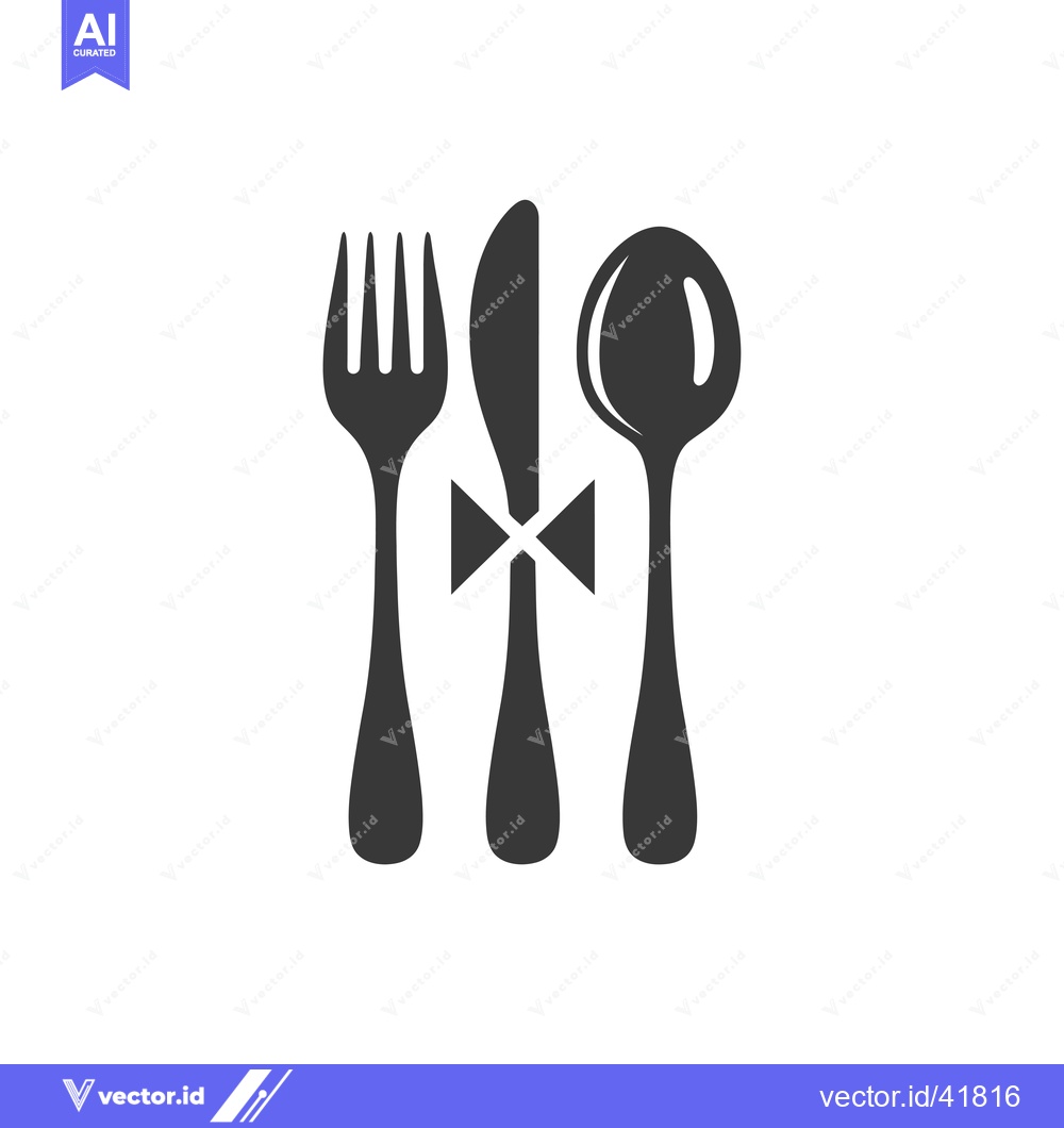Premium Vector dari Fork, Knife, and Spoon with Bow Tie