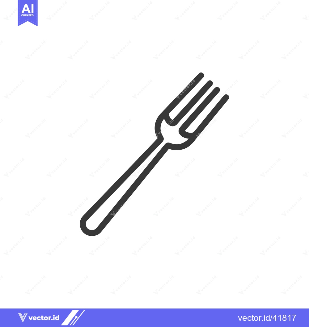 Premium Vector dari Minimalist Fork Icon: Sleek Line Art on White Background