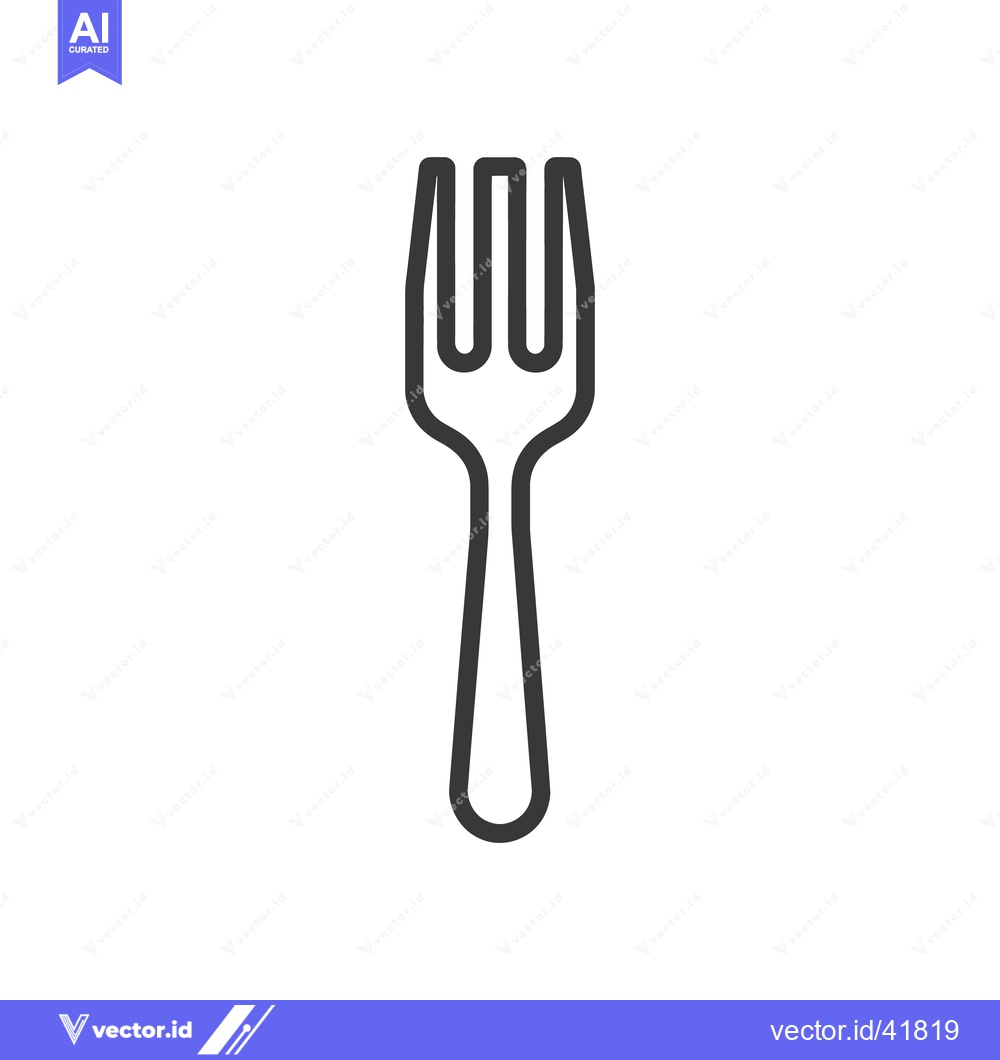 Premium Vector of Minimalist Fork Icon: Clean Line Art on White Background