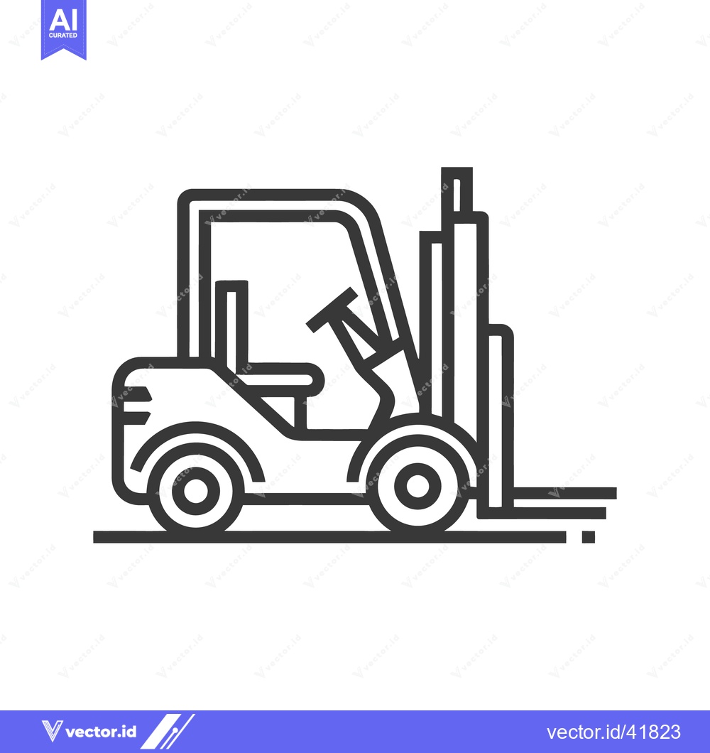 Premium Vector dari Minimalist Forklift Icon: Bold Outline on White Background, Industrial