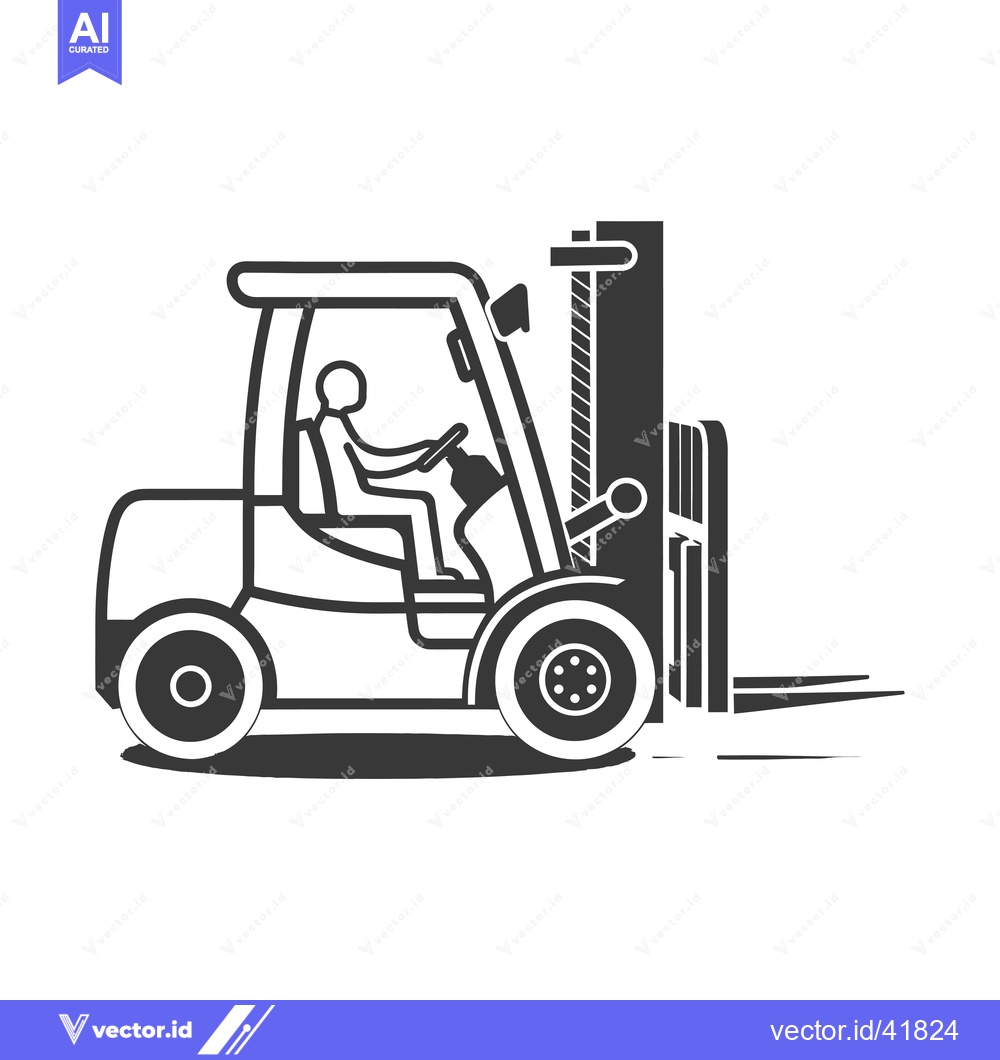Premium Vector dari Forklift with Operator in Silhouette