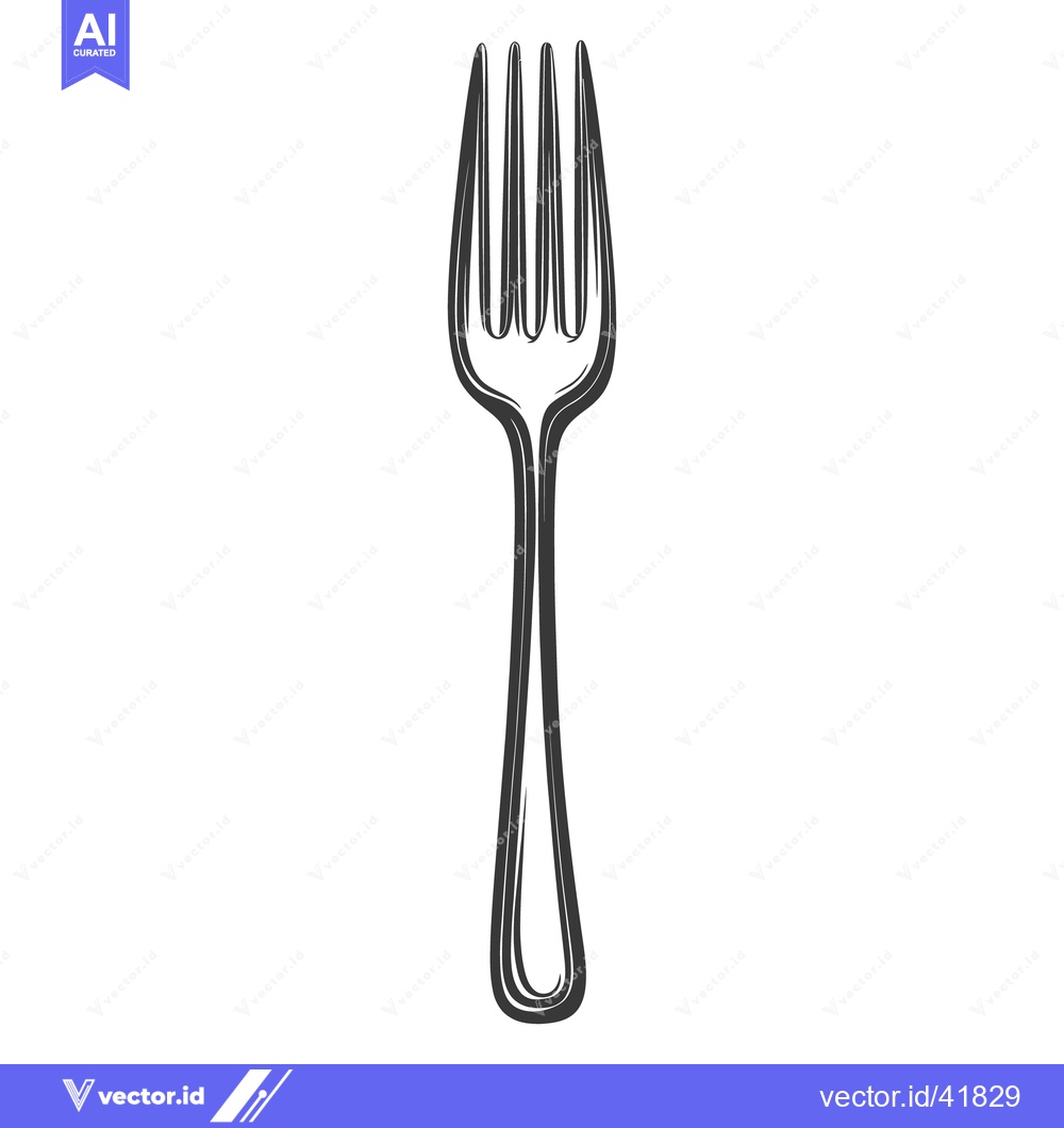 Premium Vector dari A black and white illustration depicting a metal eating utensil