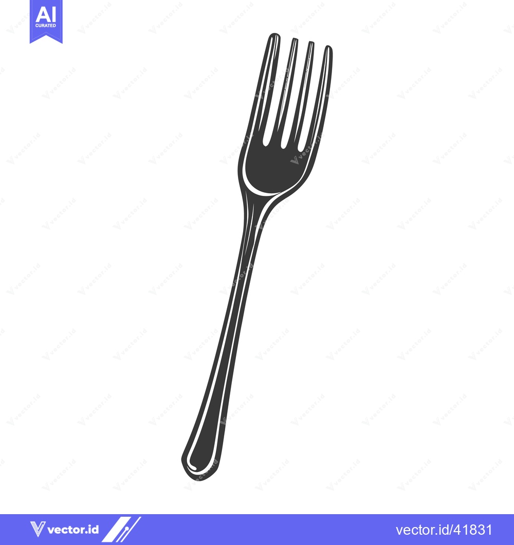 Premium Vector of A single black fork is positioned against a white background