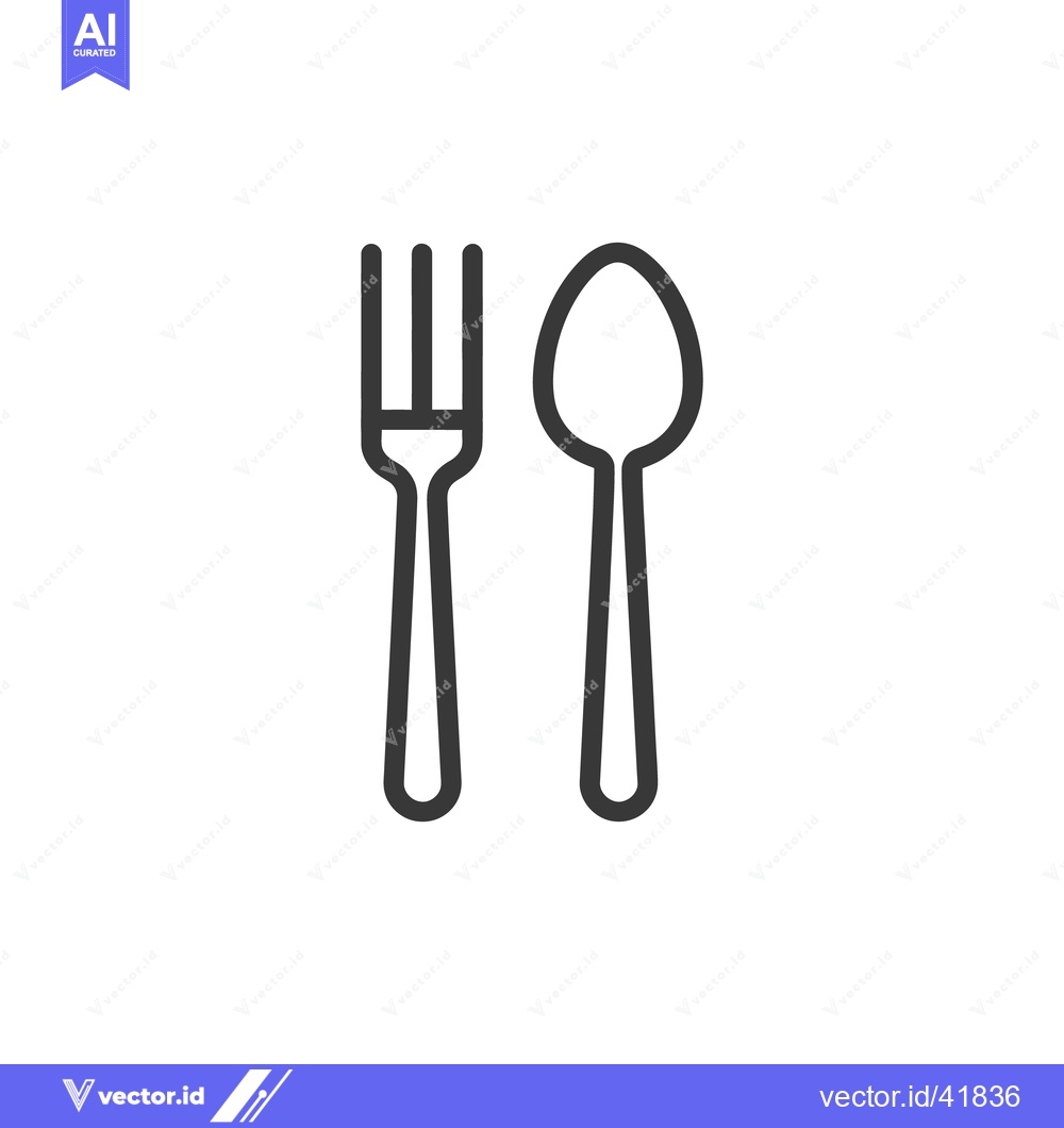 Premium Vector of Minimalist Fork and Spoon Icon on White Background, Kitchen Utensils