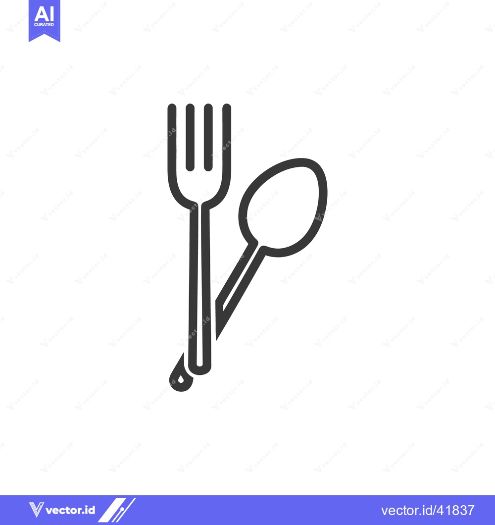 Premium Vector dari Minimalist Fork and Spoon Icon with Drip Detail on White Background