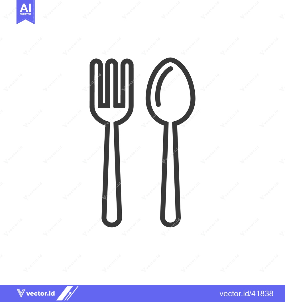 Premium Vector of Minimalist Fork and Spoon Icon: Clean Line Art Design