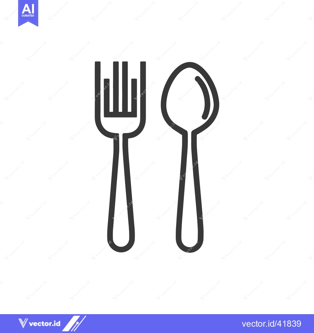 Premium Vector dari Minimalist Fork and Spoon Icon: Clean Line Art for Culinary Design