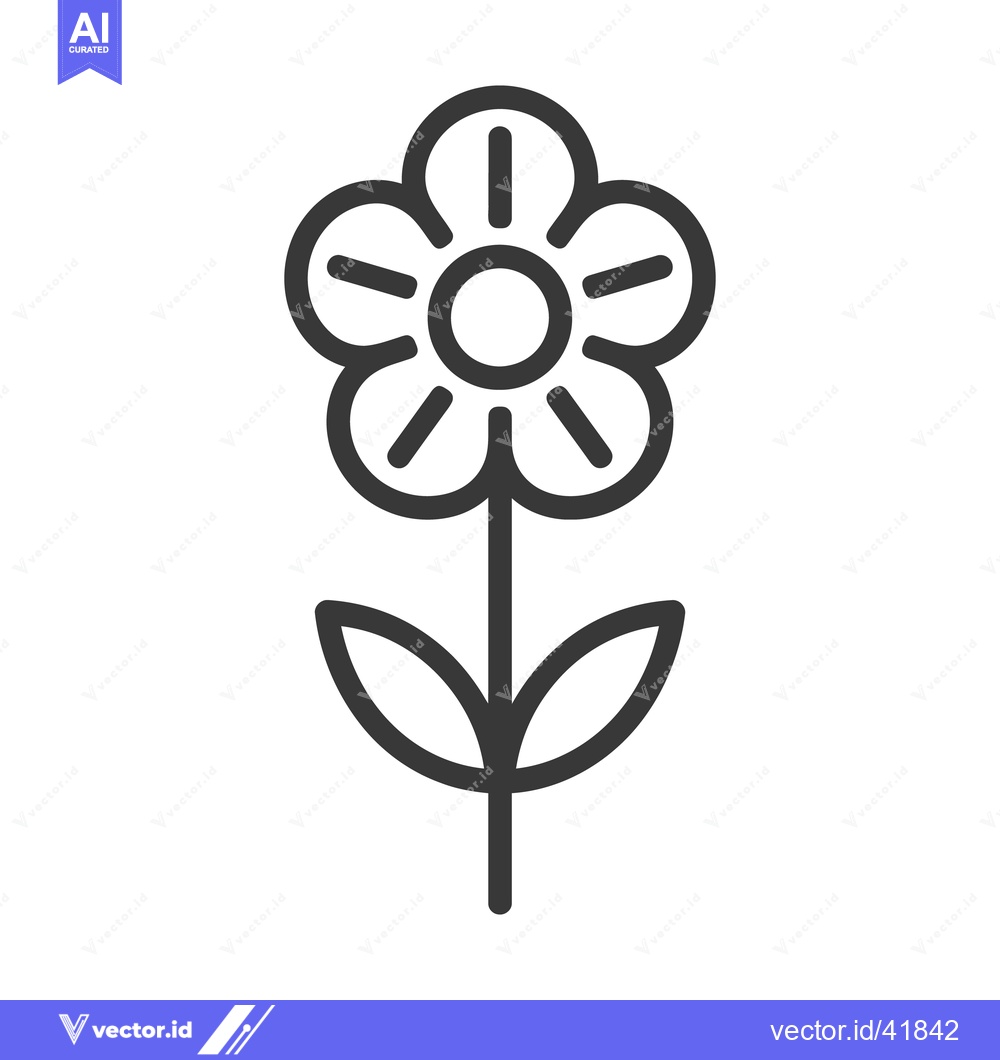 Premium Vector dari Simple stylized illustration of a flower with stem and leaves