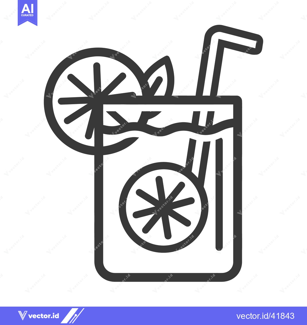 Premium Vector dari A refreshing beverage with a citrus garnish and a drinking straw