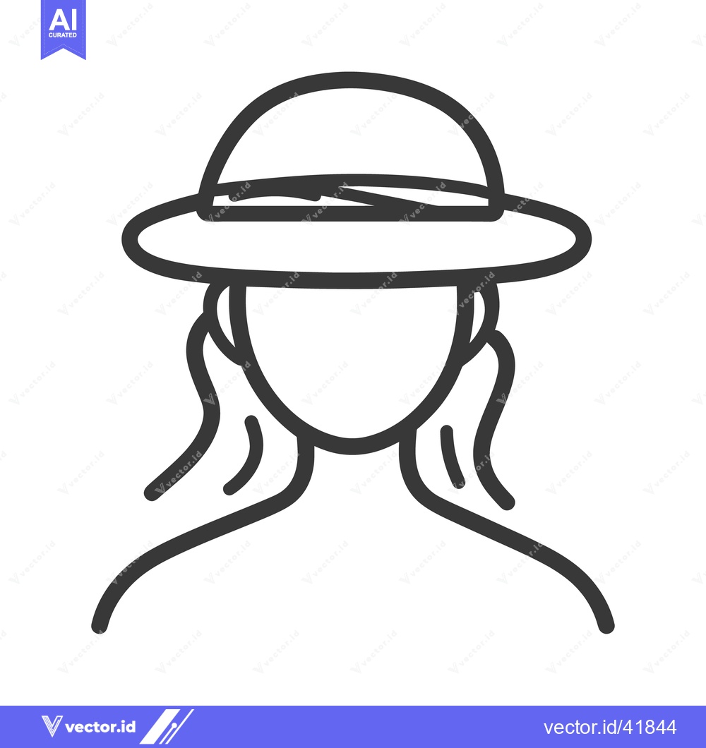 Premium Vector of A graphic illustration depicts a woman wearing a stylish sun hat