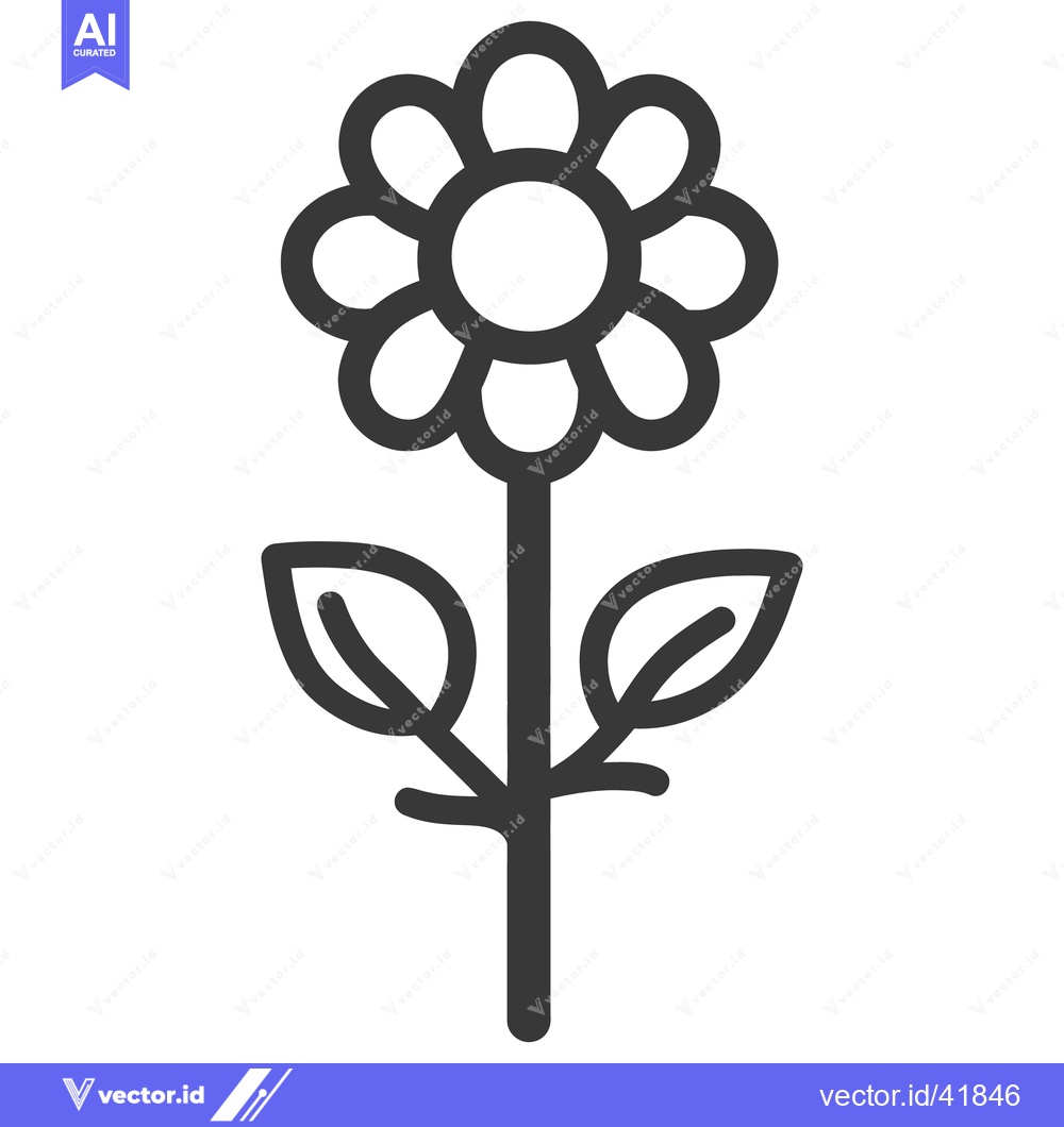 Premium Vector of A single simplistic illustration depicting a flower in monochrome styl