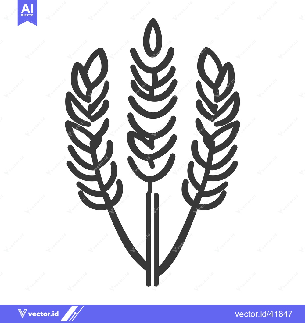Premium Vector dari Three stalks of wheat represented by clean line art