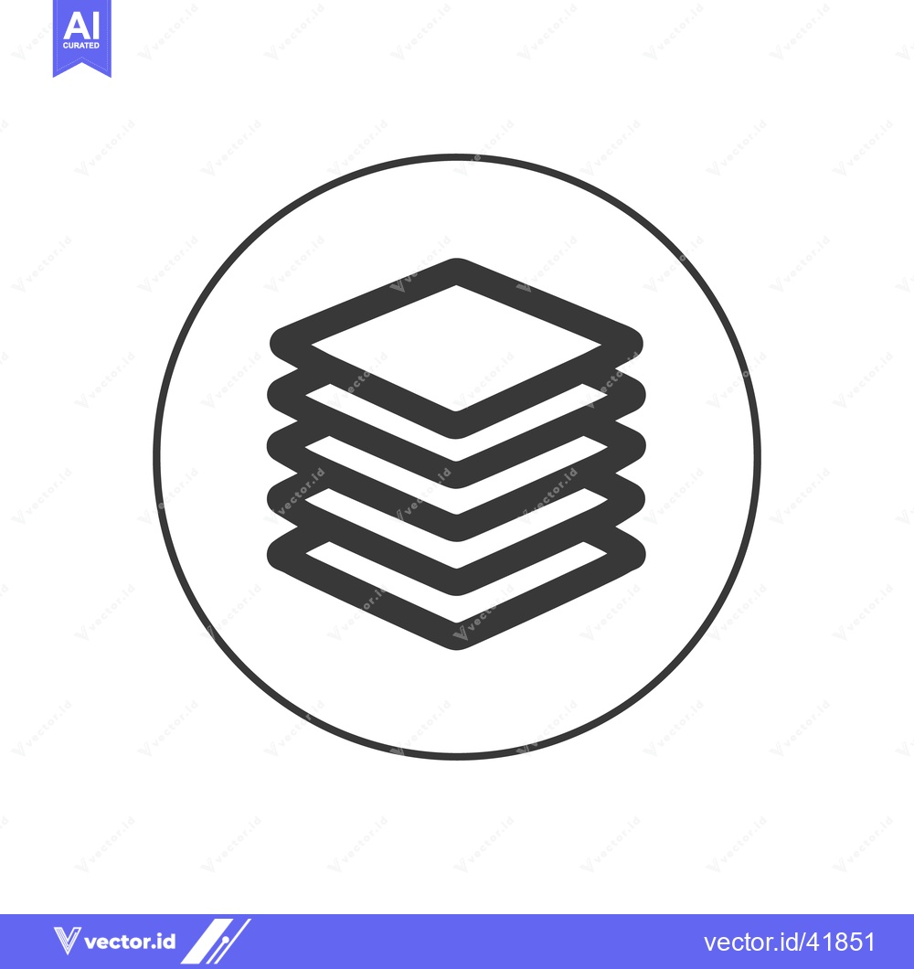 Premium Vector dari Stacked Layers Icon in Circle, Minimalist Design, Black and White