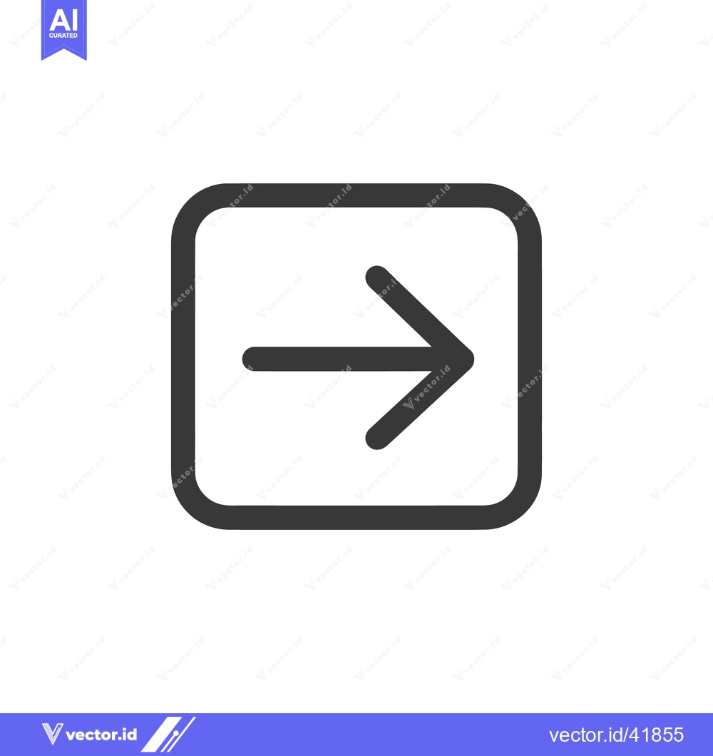 Premium Vector of Simple Right Arrow Icon in Rounded Square, Dark Gray on White Backgrou