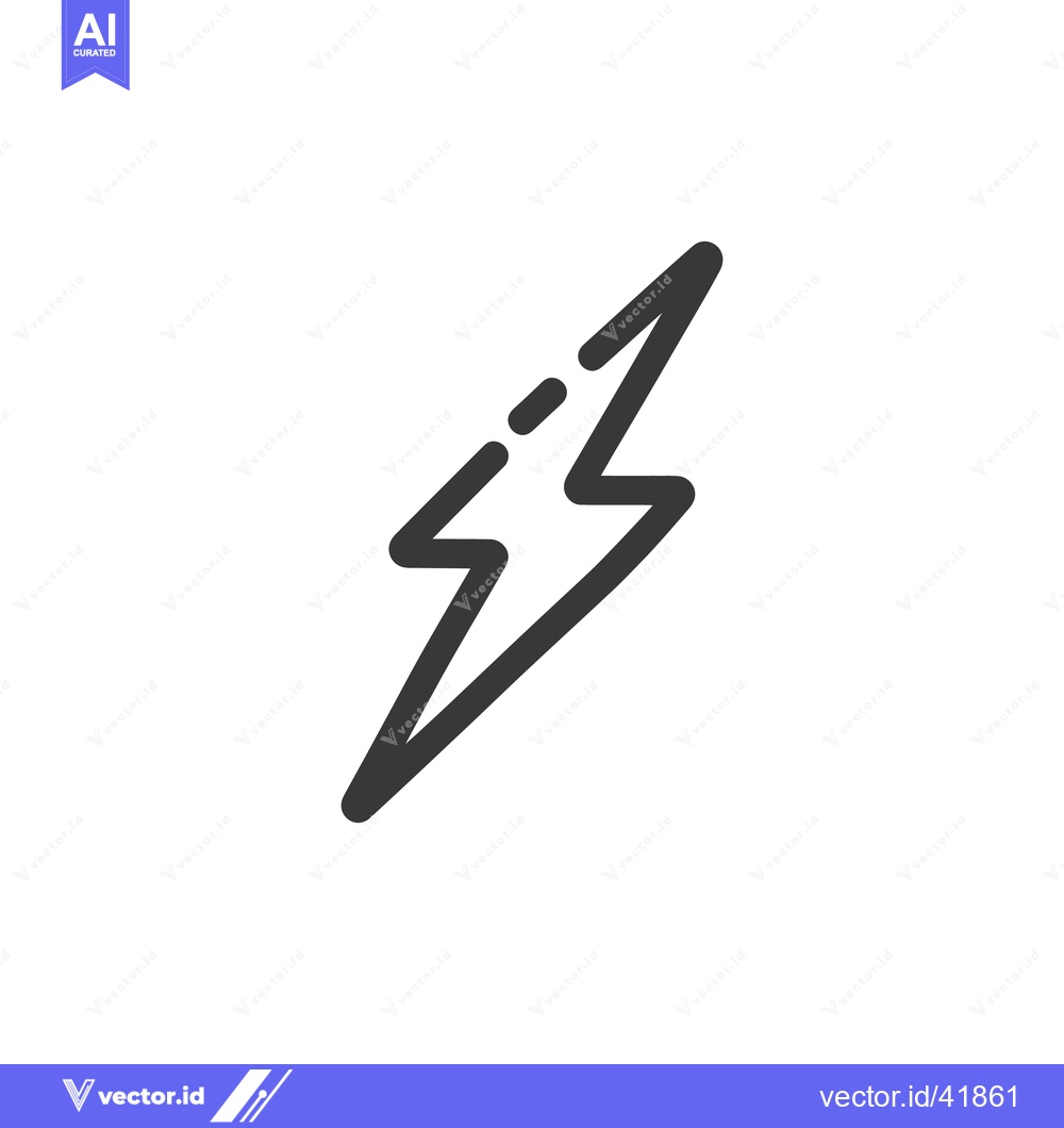 Premium Vector dari Bold Lightning Bolt Icon with Dashed Line Detail, Minimalist Design