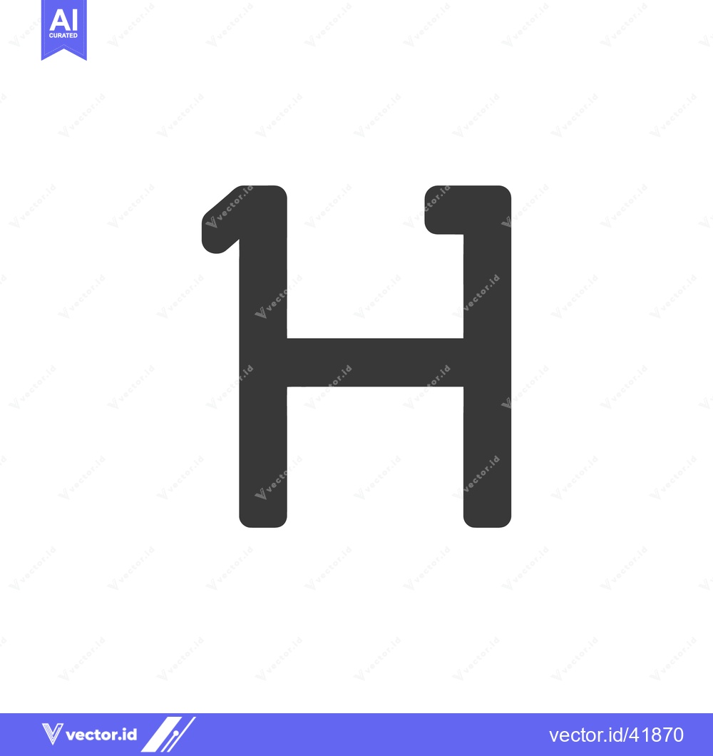 Premium Vector dari Bold Gray "1H" Logo Design on White Background, Minimalist Typography