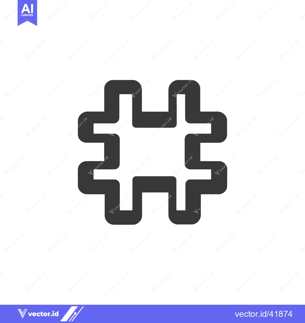 Premium Vector dari Bold Hashtag Icon: Modern, Minimalist Design on White Background