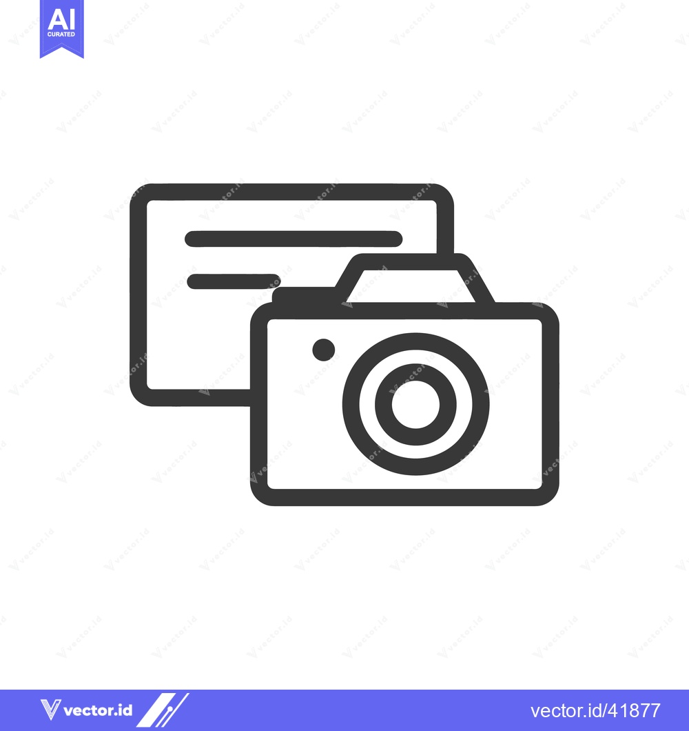 Premium Vector dari Minimalist Camera Icon with Document, Photography Symbol, Dark Gray Ou