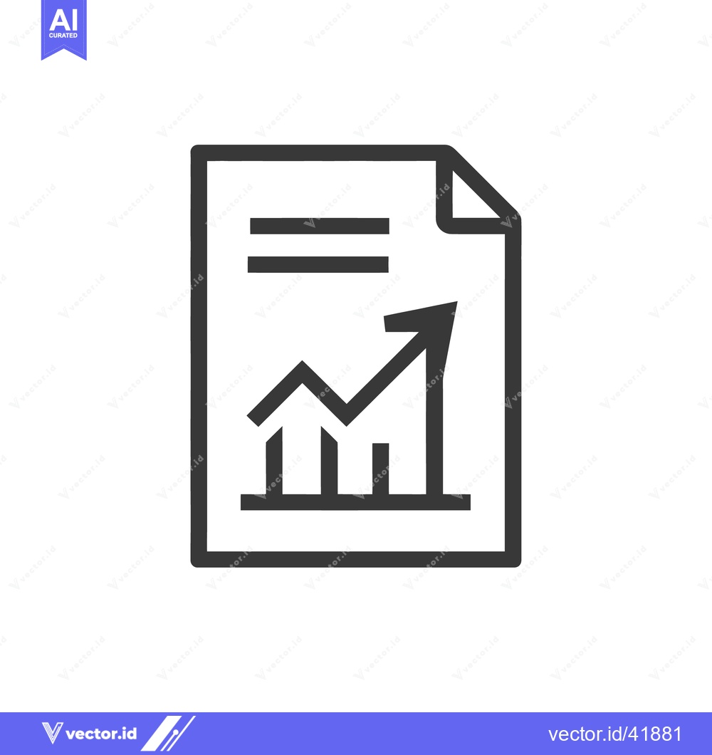 Premium Vector of Ascending Graph on Document Icon, Business Growth Concept, Isolated on